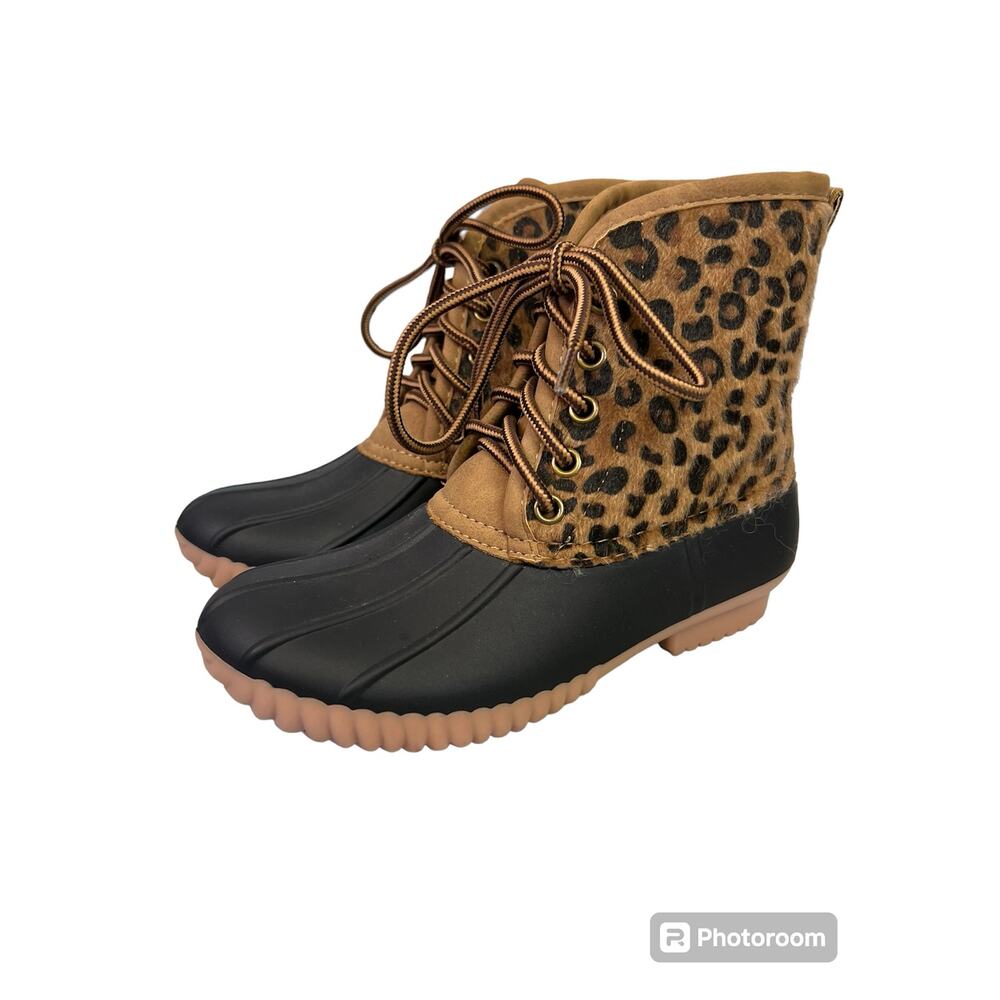 MarleyLilly Animal Print Rain Boots Size 13 Lace Up Winter Snow Boots